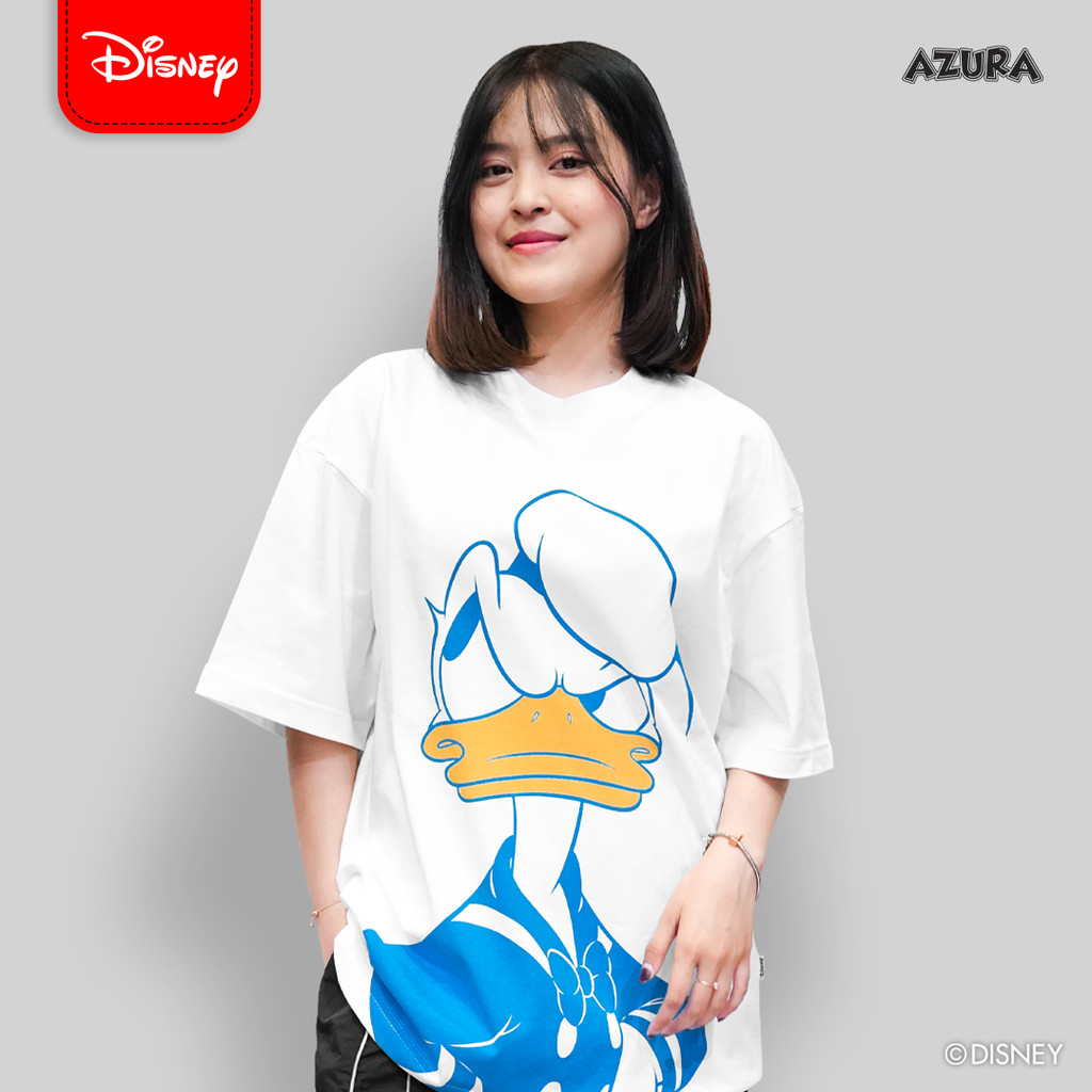 เสื้อยืด Azura Oversize Disney Original Mickey And Friend Donald Duck Angry Pose White