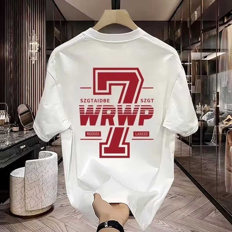 COD 20252025 Summer Short Sleeve Unisex Trendy Simple American Style Heavyweight Number 7 Printed T-