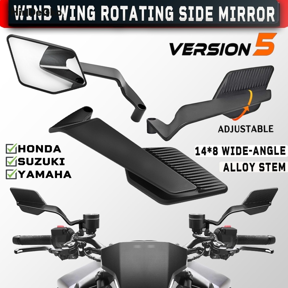 กระจก HDG Rizoma SM1 - Stealth Naked Max สําหรับ SH / Vespa / PG1 / XSR / CB / Z1000 / Duke 790 / Du