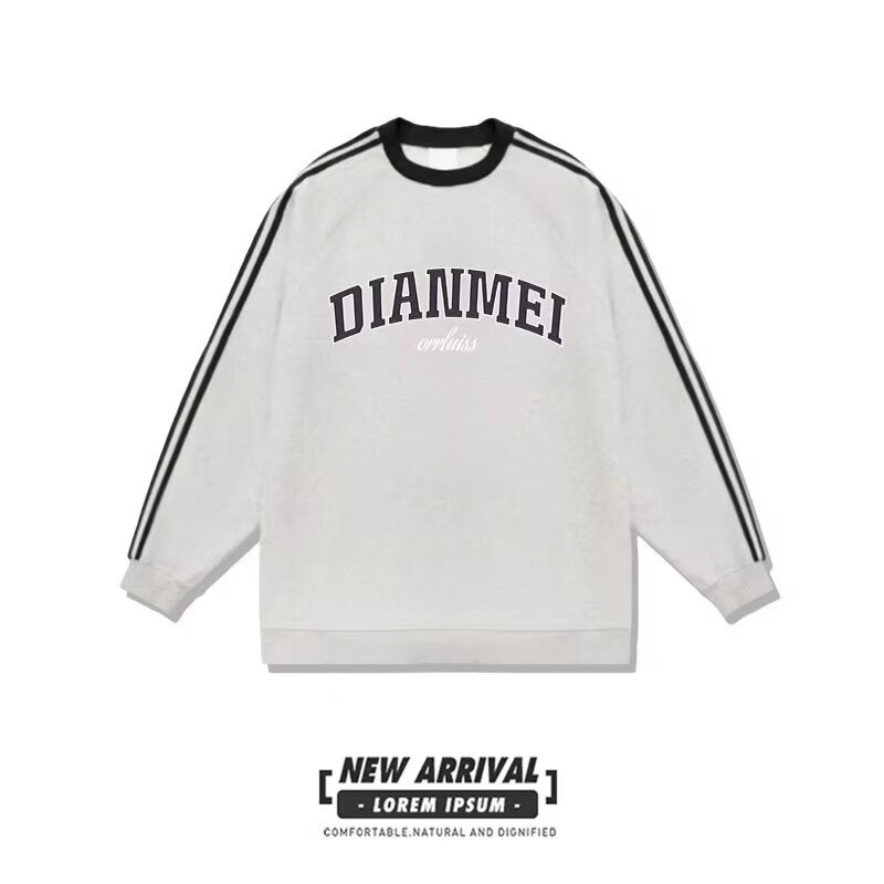 2025 NEW American Style Three-Stripes Crew Neck Sweatshirt for Women, Oversize Loose Lazy Style Long