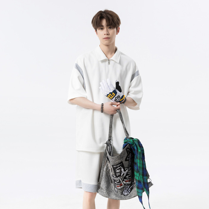 COD 2025 Patchwork Polo Shirt Set Plus Size Couple T3611 Top Special P35/DK8602 Pants Special P30new