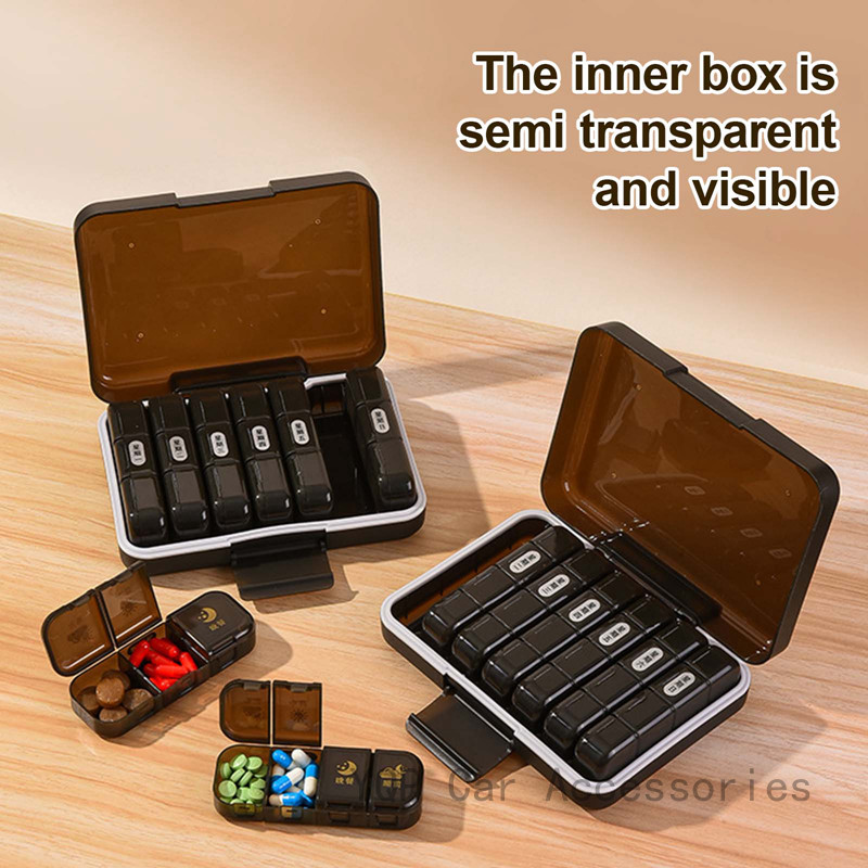 YQP รายสัปดาห์ Pill Organizer Case 2 ครั้ง A Day แบบพกพา Travel กล่องเก็บยา 7 วันช่องวิตามินบรรจุยา