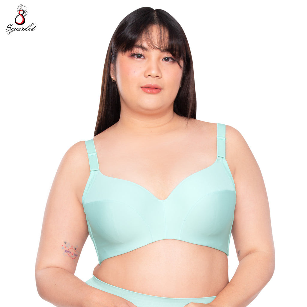SGARLET PLUSSIZE Full coverage bra เสื้อในมีโครง สาวอวบ ตัวเรียบ สีฟ้า สีเขียวมิ้นท์  รุ่น MB1709