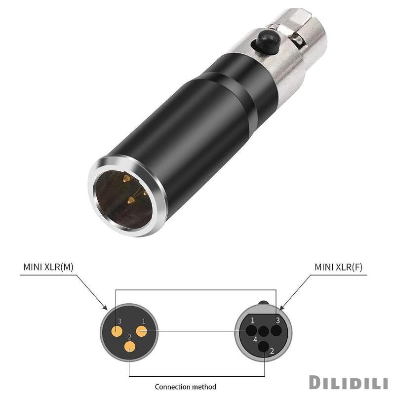 [Dilidili] อะแดปเตอร์ 4Pin Mini XLR 4 Pin XLR Female to Male สําหรับการบันทึกสตูดิโอร้องเพลง
