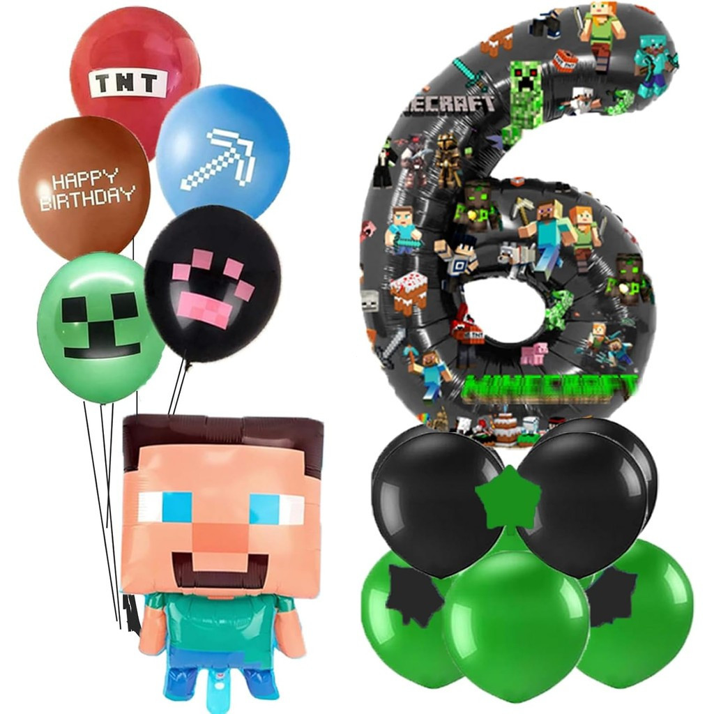 6th Happy Birthday Balloons - 32inch Foil Balloons for Kids' Birthday Party Decorations (Number 6)