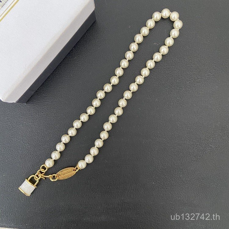 สร้อยคอแบบคลาฟิเคิล Retro Korean Style ดีไซน์ใหม่ พลัสล็อกไข่มุก.Solid 3IWS