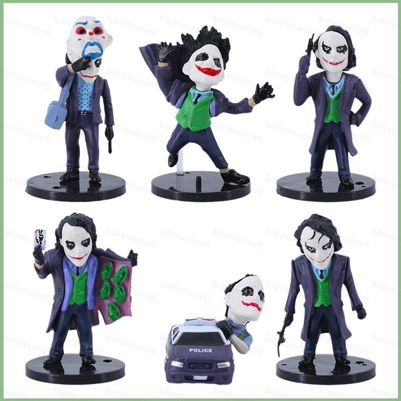 SC 6pcs DC Joker Action Figure รุ่น Q Heath Ledger Joker ตุ๊กตาของเล่นสําหรับเด็กเครื่องประดับของขวั