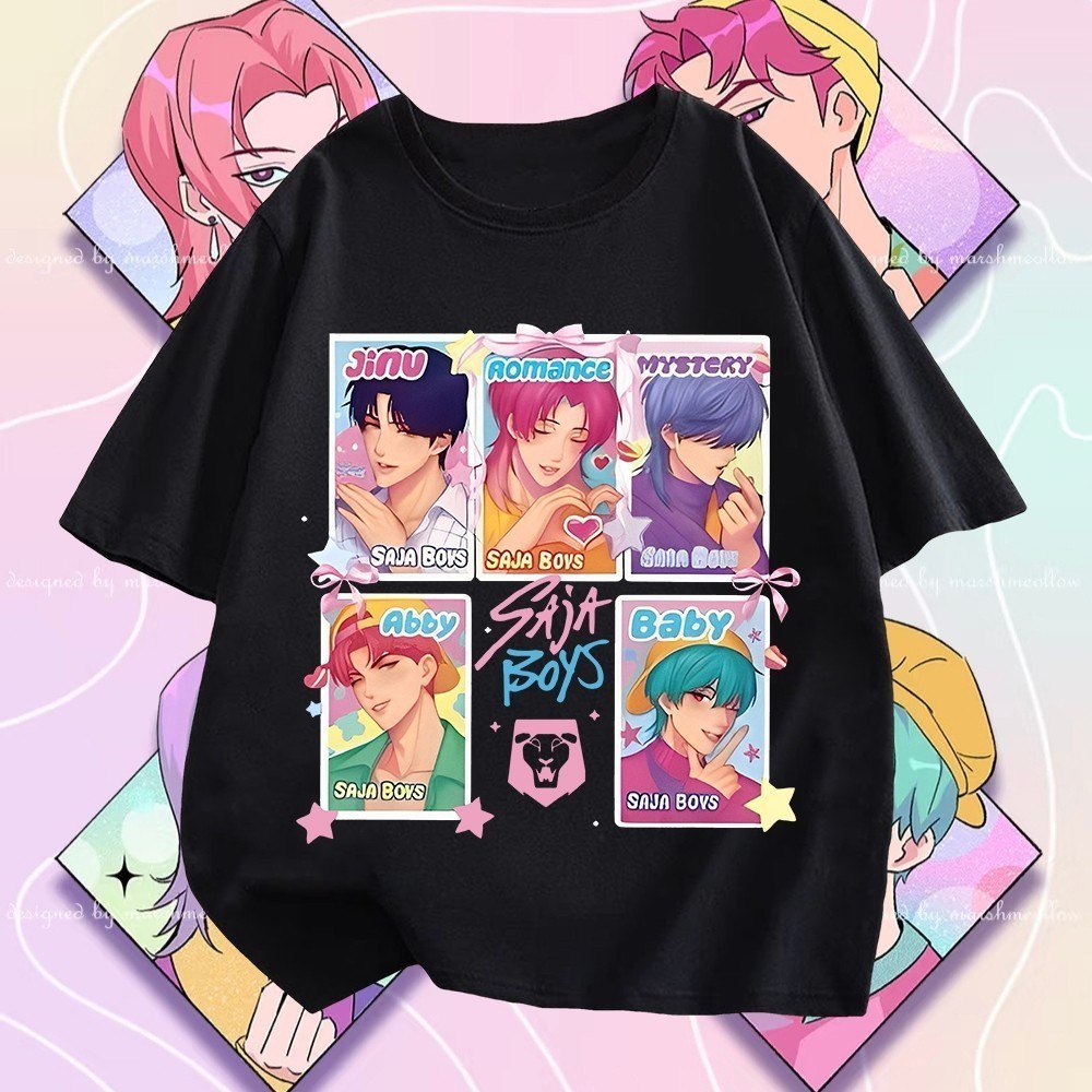 100-5xL เสื้อยืดแขนสั้นผ้าฝ้าย Saja Demon Hunters สำหรับผู้ชายและเด็ก o93o