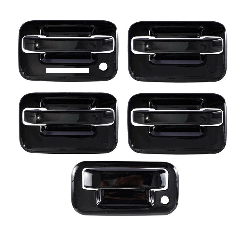 สําหรับ 04-14 Ford F150 F-150 GLOSS BLACK 4 Dr พร้อมแผ่นกุญแจ + ฝาครอบแฮนด์กระบะท้าย