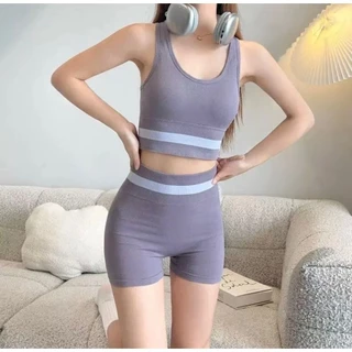 ชุดออกกำลังกาย ชุดเสื้อสปอร์ตบาร์+กางเกง เสื้อมีฟองน้ำในตัว ผ้าใส่สบาย มีให้เลือก 4 สี #YJNSYK2