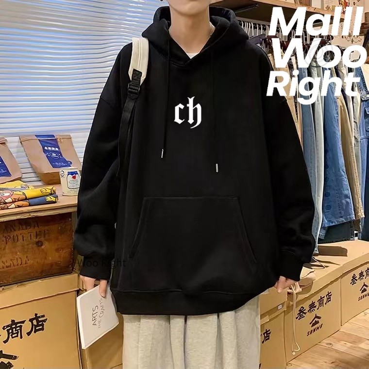 จัดส่งตลอด 24 ชั่วโมง Woo Right Halloween oversized t shirtเสื้อกันหนาวมีฮู้ดสไตล์ฮ่องกงฤดูหนาว หลวม  M-3XL