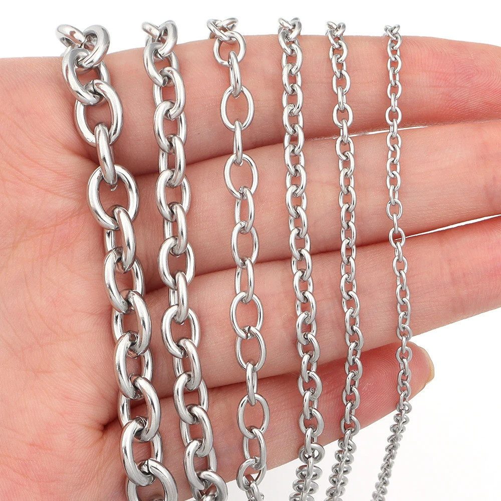 5 หลา/ล็อต 3 4 5 6 8 มม.สแตนเลสสตีล Diy สร้อยคอสร้อยข้อมือ O Link Chain Bulk Link Chains สําหรับเครื