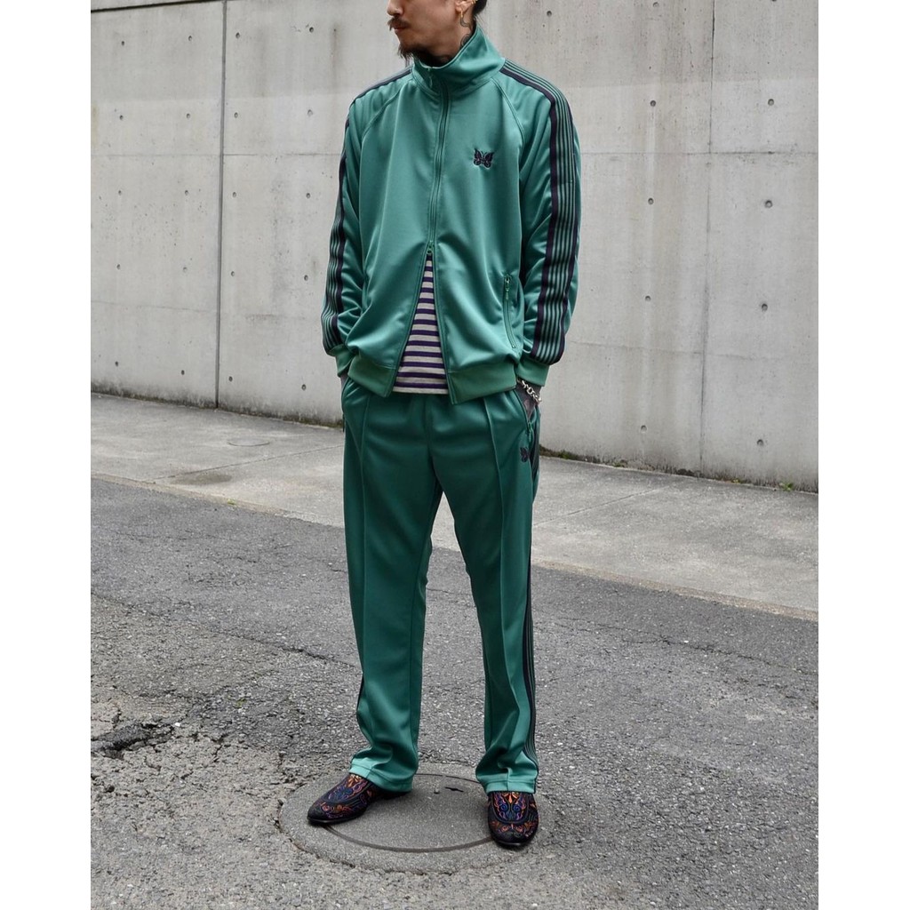 Needles track Light Green Embroidered Ribbon Campus Casual Loose Sports Jacket