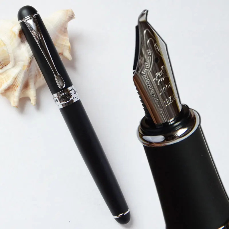 Fountain Pen Bent Nib 18kgp 1.0mm Broad Nib Jinhao X750 การประดิษฐ์ตัวอักษรสํานักงานสีดําสีฟ้าสีเทาส
