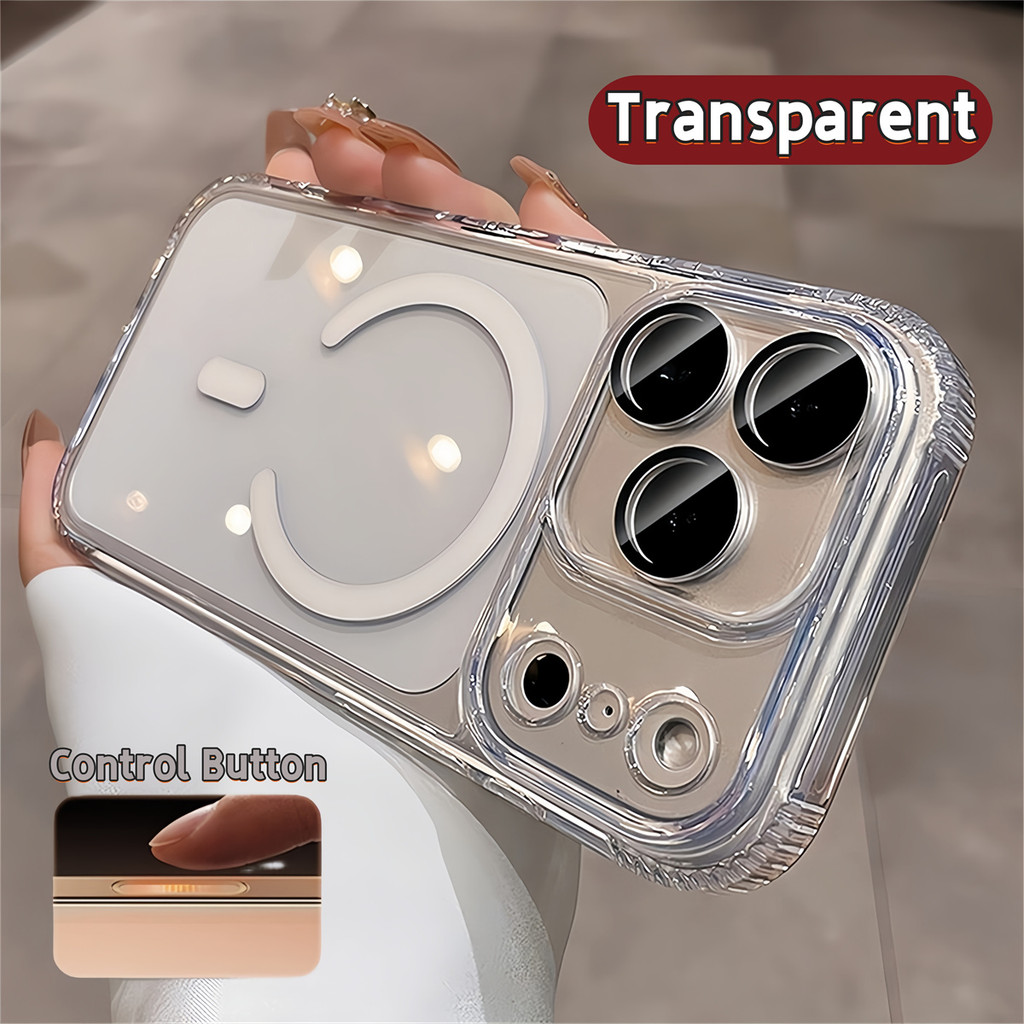 คริสตัลแม่เหล็กเคสโทรศัพท์สําหรับ iPhone 17 Air 16 Pro Max 17Pro 16Pro พร้อมปุ่มควบคุมกล้องโปร่งใสฝาครอบ PC บางเฉียบ