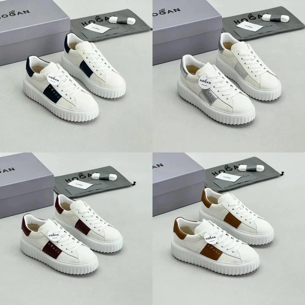 รองเท้ากีฬา Hoga Hoga แบบย้อนยุค สีขาว สำหรับผู้ชายและผู้หญิง สวมใส่ได้ทุกกิจกรรม