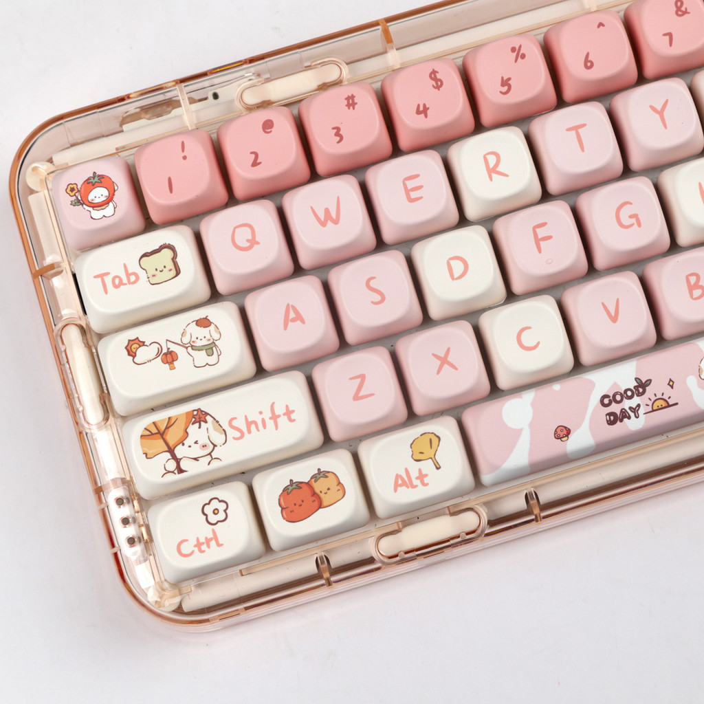 Happy Shiba MOA PBT Keycaps - Dye-Sublimation Custom Full Set สําหรับ Tarantula F87/Wooting 60HE คีย