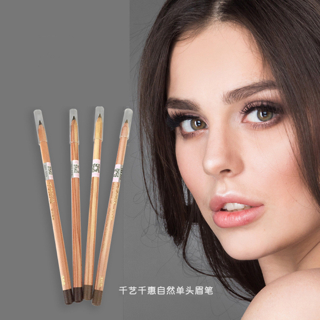 QYPRO Qianyi ดินสอเขียนคิ้วธรรมชาติ Qianyi Qianhui ดินสอเขียนคิ้วสีน้ําตาลเข้มตื้น Single-Headed Har