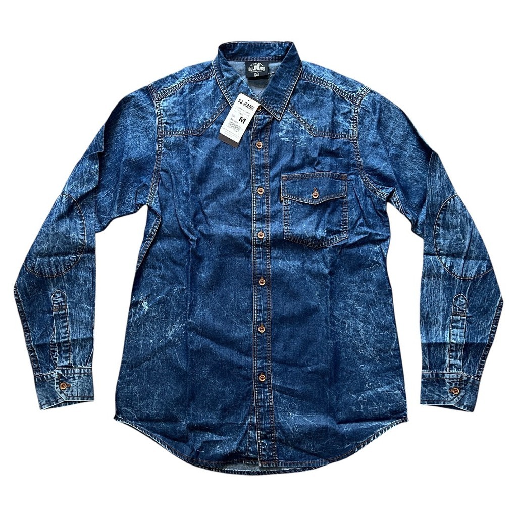 (XXL อก 46 นิ้ว) BJ Jeans เสื้อเชิ้ตชายแขนยาว ทรงสลิมเข้ารูป  ไม่ยืด ผ้าเบาใส่สบาย ไม่ร้อนค่ะ ของแท้