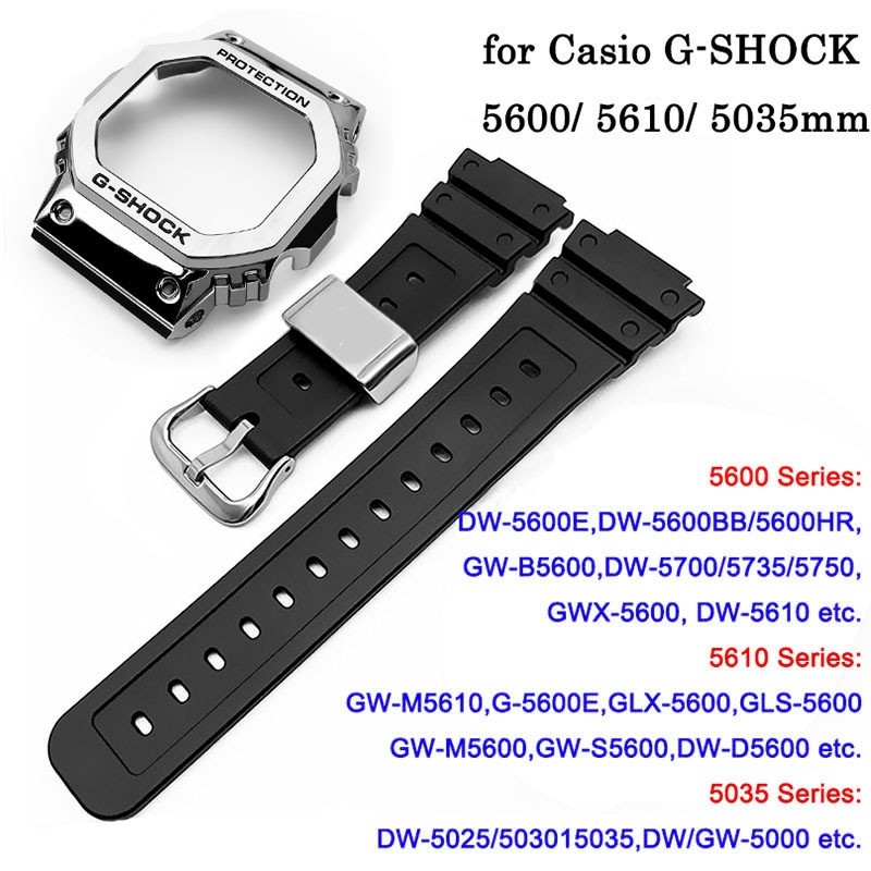 โลหะ Bezel สายเรซิ่นสําหรับ G shock 5600 5610 5035 มม.DW5600 GW5000 GLX5600 GW M5610 นาฬิกาเครื่องมื