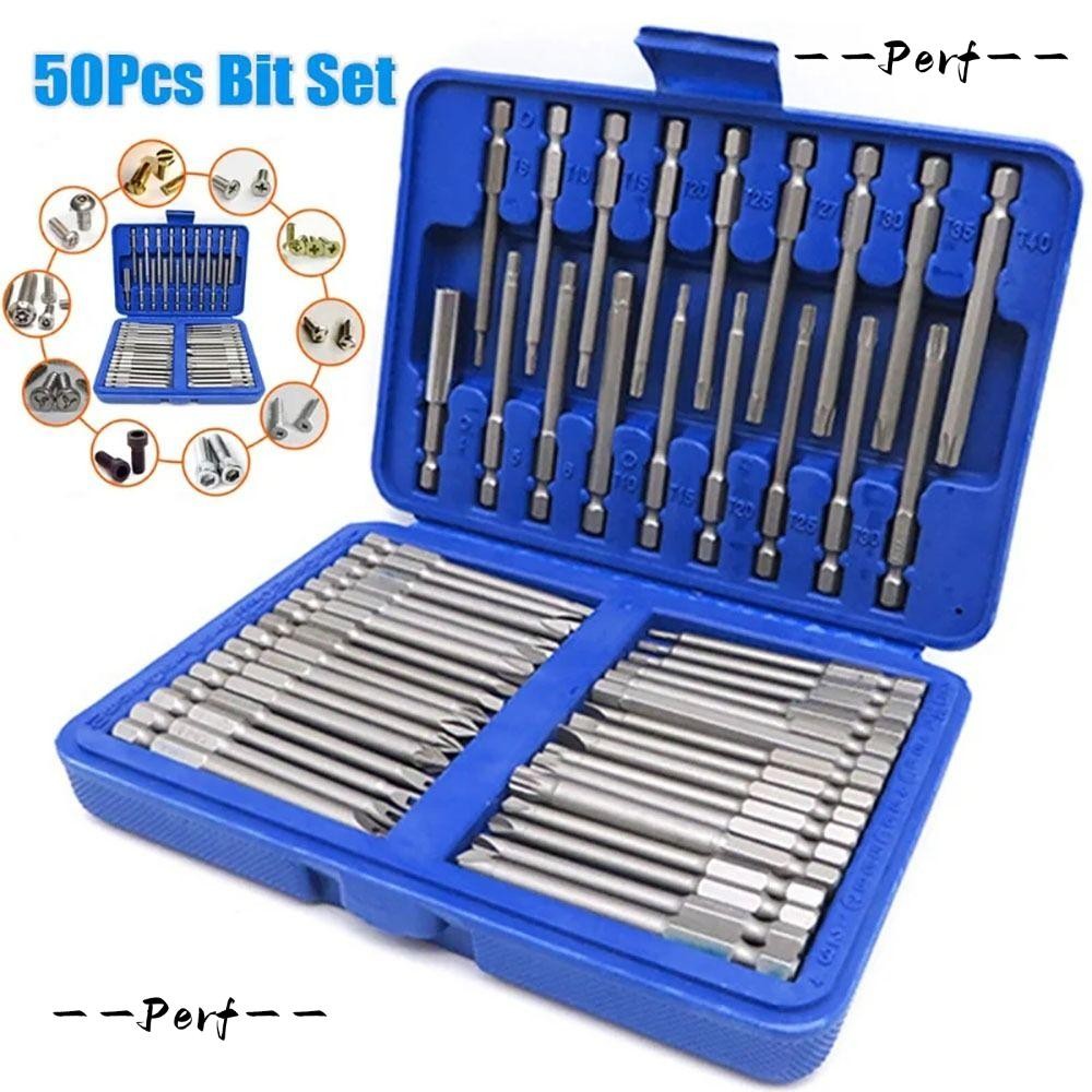 PERF 50/36 ชิ้นยาวไขควงชุด Bit, 75 มิลลิเมตร Magnetlc ไขควงไฟฟ้าชุด, ยาวพิเศษหลายสเปค 1/4 หัว Torx Star Hex Spline บิต