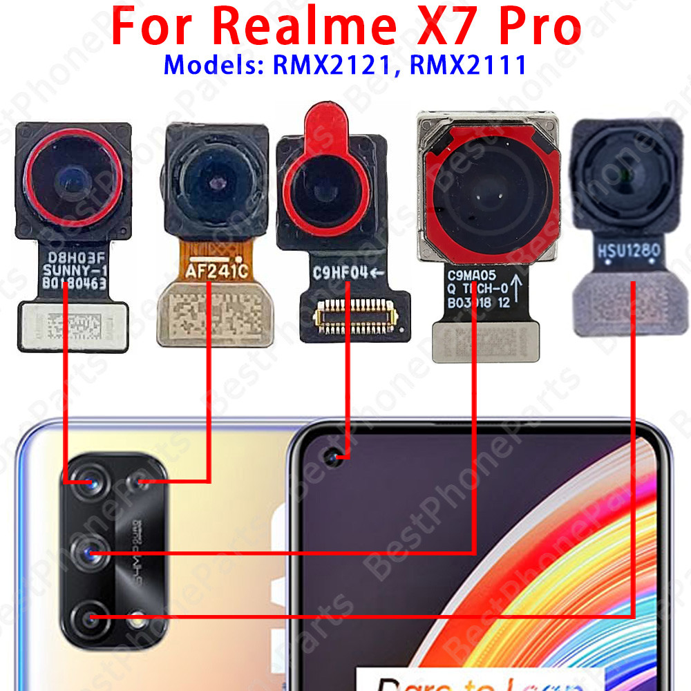 สําหรับRealme X7 Pro RMX2121 RMX2111 ด้านหน้าและด้านหลังโมดูลกล้องหลัก Ultrawide Macroความลึกอะไหล่ท