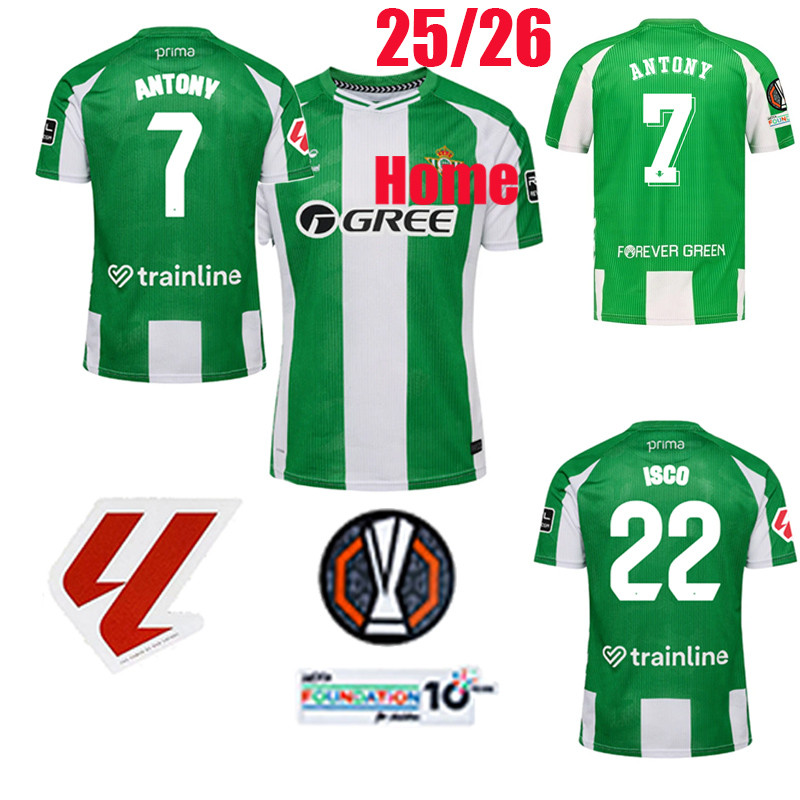25/26 ANTONY jerseys 25/26 Betis Real Home Ssoccer clothe ISCO CUCHO HERNANDEZ ABDE BAKAMBU FORMAL L