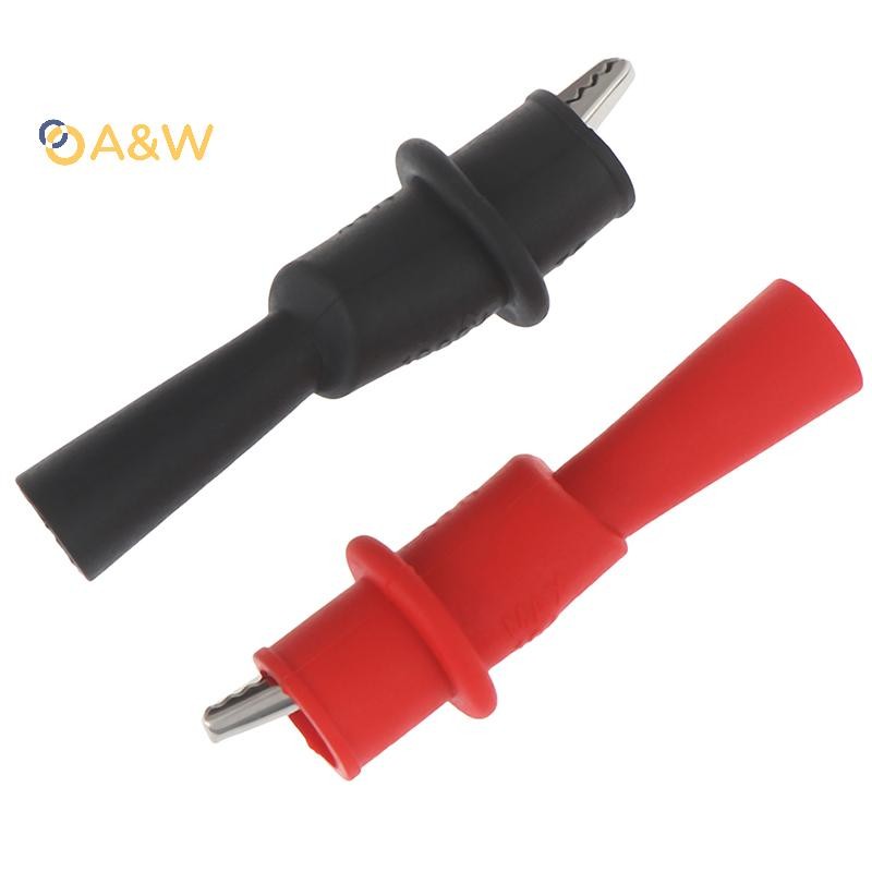 A&W 2 ชิ้นฉนวน MultiMeter ทดสอบตะกั่วเมตรจระเข้คลิปจระเข้ Clamp Probe