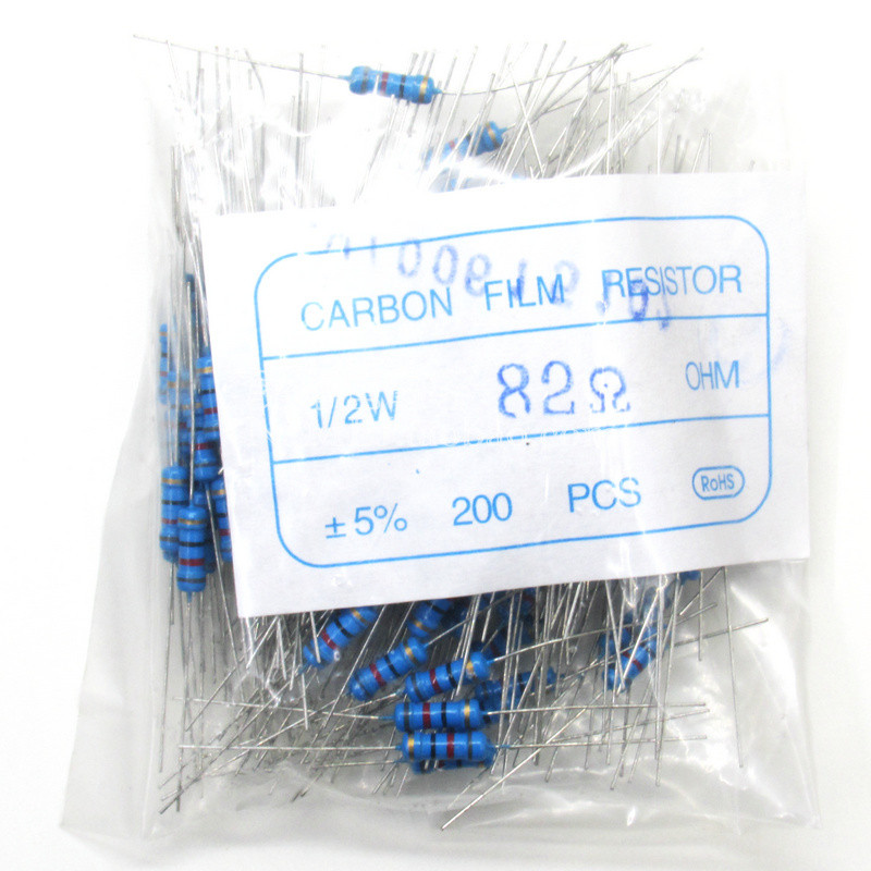 0.5W 1W 2W ตัวต้านทานฟิล์มคาร์บอน 5% แหวนสี่สี 1.2 R 12R 120R 1.2K 12K 120K ยุโรป