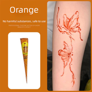 ครีมสักเฮนน่ากึ่งถาวร Henna Paste Cone, สีดำและน้ำตาล สำหรับศิลปะบนร่างกายและเครื่องสำอาง