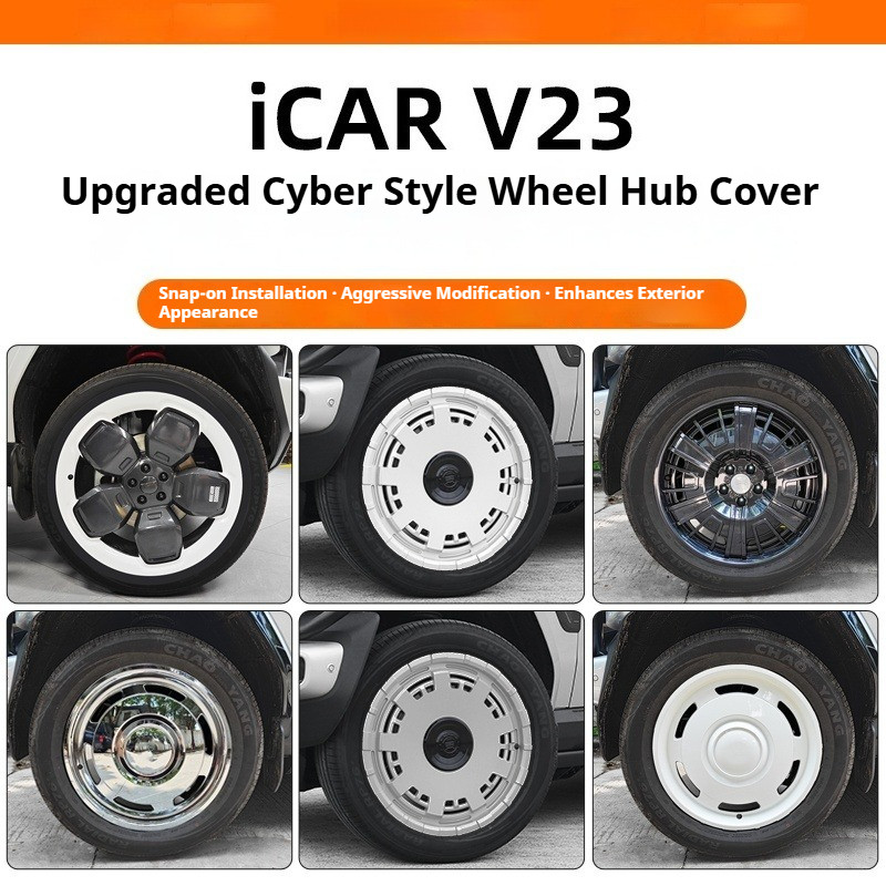 Chery iCAR V23 Cyber Edition Hub Cap อีสเตอร์ไข่สไตล์ฝาครอบล้อ Scratch-Proof Non-Damaging อัพเกรดอุปกรณ์เสริม