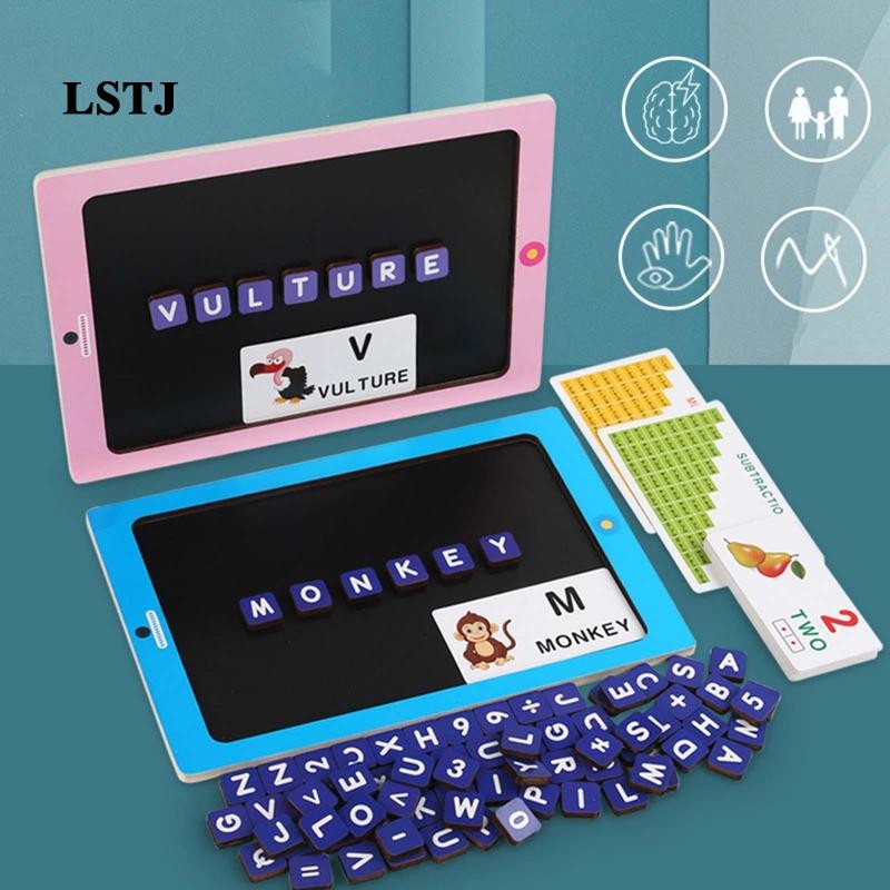 [Lstjj] กระดานแม่เหล็กตัวอักษรไม้ Abc ตัวอักษรปริศนา Abc กระดานแม่เหล็กตัวอักษร