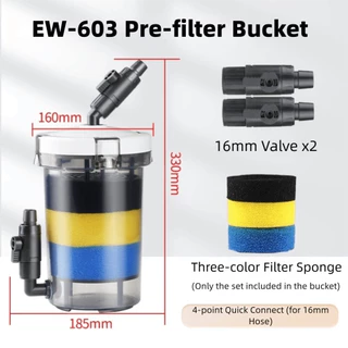 ALPIN Mini Fish Tank Filter,พร้อมผ้าฝ้ายกรองติดตั้งง่าย Aquarium Pre-filter,ขนาดเล็กคุณภาพสูงไม่มีปั๊มกรอง Barrel Water Filter