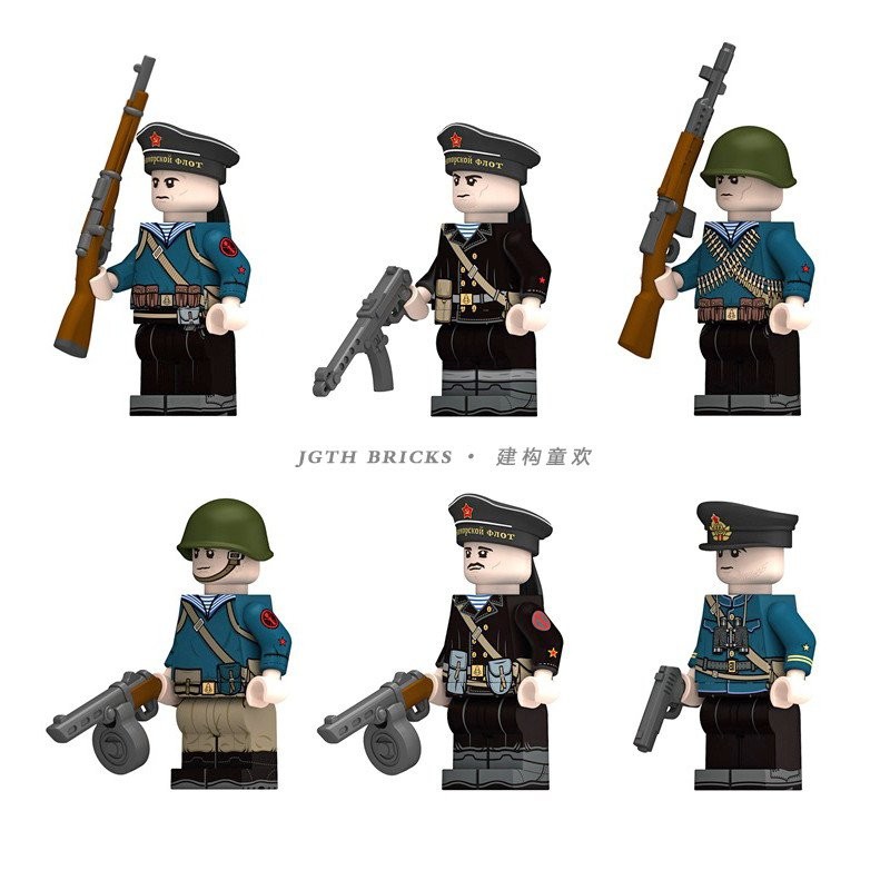 อนุภาคขนาดเล็กประกอบอาคารบล็อก มินิฟิกเกอร์ N677-682 กองทัพรัสเซียกองทัพเรือทหารตุ๊กตาประกอบของเล่น 