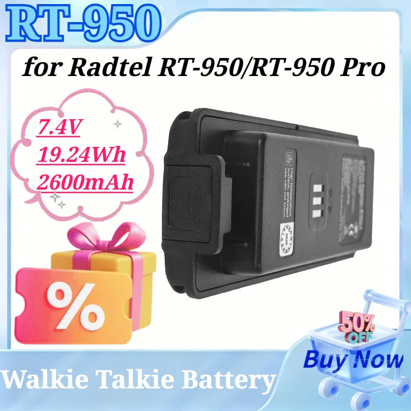 RT-950 7.4V 19.24Wh 2600mAh Li-ion เปลี่ยนแบตเตอรี่สําหรับ Radtel RT-950 RT-950 Pro Two Way Ham วิทย
