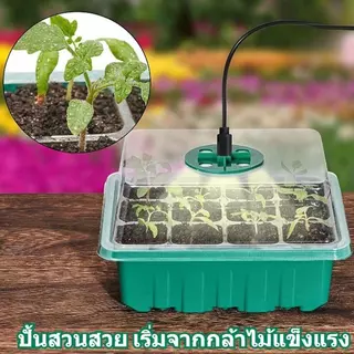 ชุดถาดเพาะเมล็ด กล่องเพาะเมล็ดเพาะกล้า ถาดปักชำกิ่ง พร้อมฝาบ่มระบายอากาศ ทรงสูง ควบแน่นต้นไม้ อบไม้