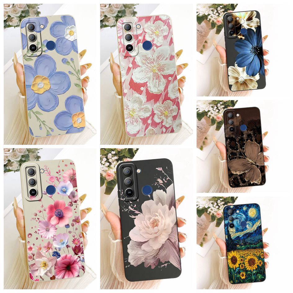 กล้องสําหรับ Tecno Pop 5 Pro BD4j BD4h/Pop 5 LTE BD4 BD4i BD4a ปลอกยอดนิยม Daisy Sunflower Soft TPU 