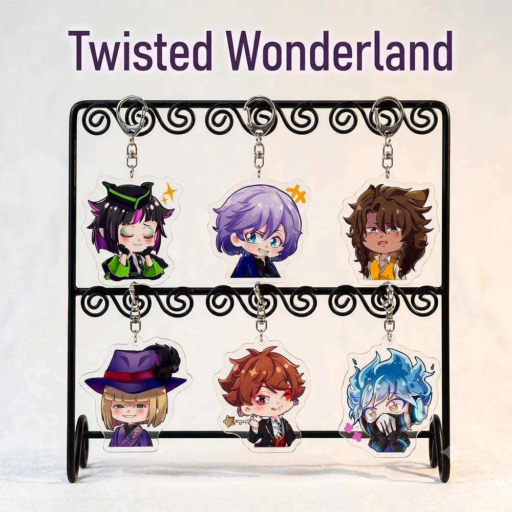 อะนิเมะ Twisted Wonderland Leona Kingscholar Floyd Leech 6CM Double side Mica micha charm พวงกุญแจรถ