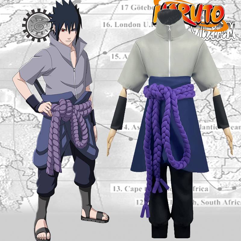 Naruto Sasuke Uchiha Cosplay Full Set Costume Rope Bold Comic Show dReW