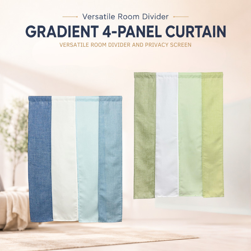 Gradient 4-Panel Curtain - Versatile Room Divider and Privacy Screen (Sizes: 70x70cm, 70x100cm, 70x1