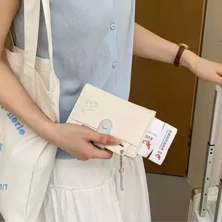 กระเป๋าสตางค์คลิปหนังสือเดินทาง กระเป๋าเงินพกพา กระเป๋าพาสปอร์ต วัสดุ PU รูปแบบลูกสุนัขน่ารัก ใช้งานได้หลากหลาย