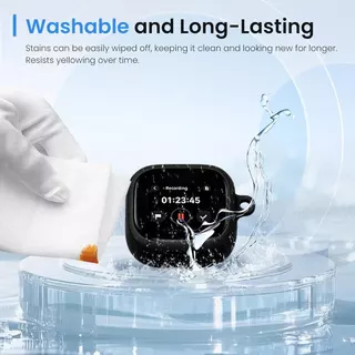 Case for Anker Soundcore Liberty 5 Pro Max with 2Pcs Screen Protector Liquid Silicone Full-Body Protective Cover Anti-Fingerprint,Dustproof,Shockproof,Skin-Friendly Texture(Black)