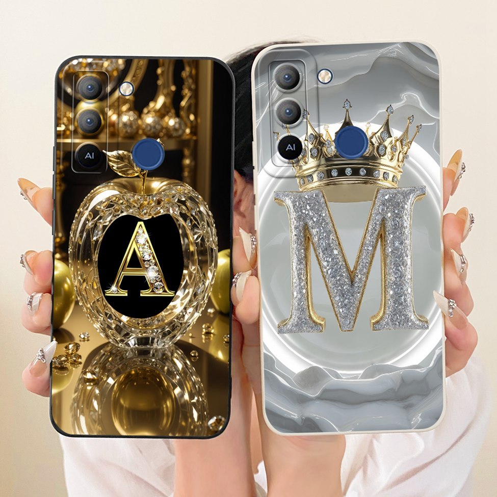 สําหรับ Tecno Pop 5 LTE กรณีความงามหรูหราตัวอักษรแฟชั่น Crown 2D ทาสีสําหรับ Tecno BD4 BD4i BD4a