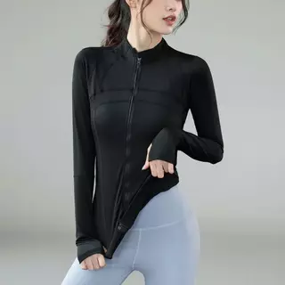 เสื้อออกกำลังกายผู้หญิงแขนยาว ซิปหน้า Slim Fit เสื้อโยคะ ฟิตเนส เสื้อกีฬา กระชับทรง ยืดหยุ่นสูง Quick Dry S-3XL