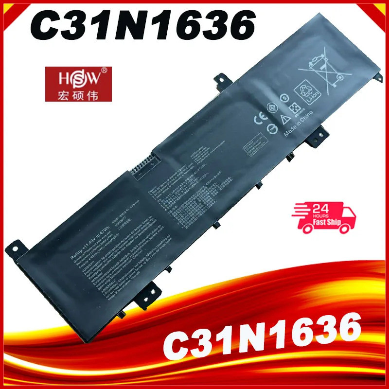 C31N1636 แบตเตอรี่แล็ปท็อปสําหรับ Asus VivoBook N580VN N580VD NX580V X580V X580VN NX580VD7300 X580VD