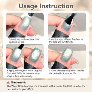 BORN PRETTY 15ml ฤดูร้อน Waterdrop Top Coat เจลเล็บ High Gloss Crystal Plating Sealer 3D Water Drop Design ไม่มีเช็ดเล็บเจล
