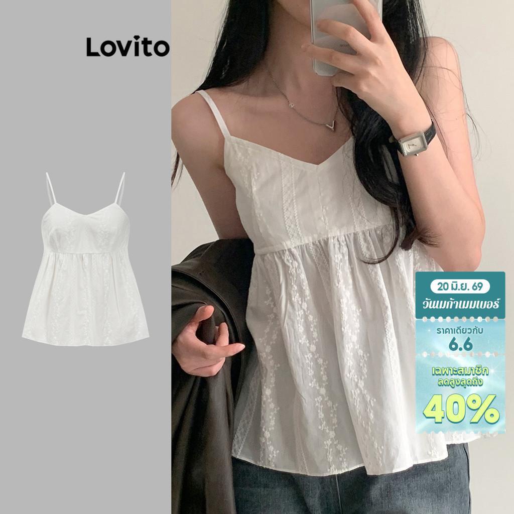 Lovito Boho โบฮีเมียนเสื้อกล้ามเสื้อกล้ามปักตาไก่ธรรมดาสําหรับผู้หญิง L89MD095