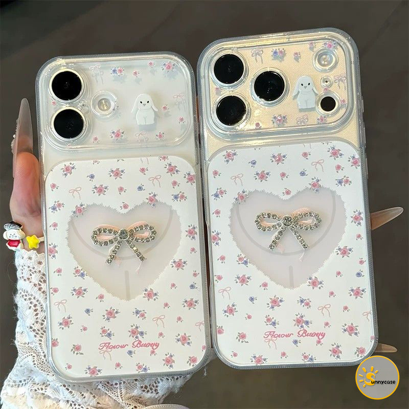 เคสไอโฟน 17 ใช้ได้กับ iPhone 15 16 11 14 12 13 17 Pro Max 14 15 16 plus 16 17 15 pro Air เคสมือถือลายดอกไม้โบว์สไตล์สาว