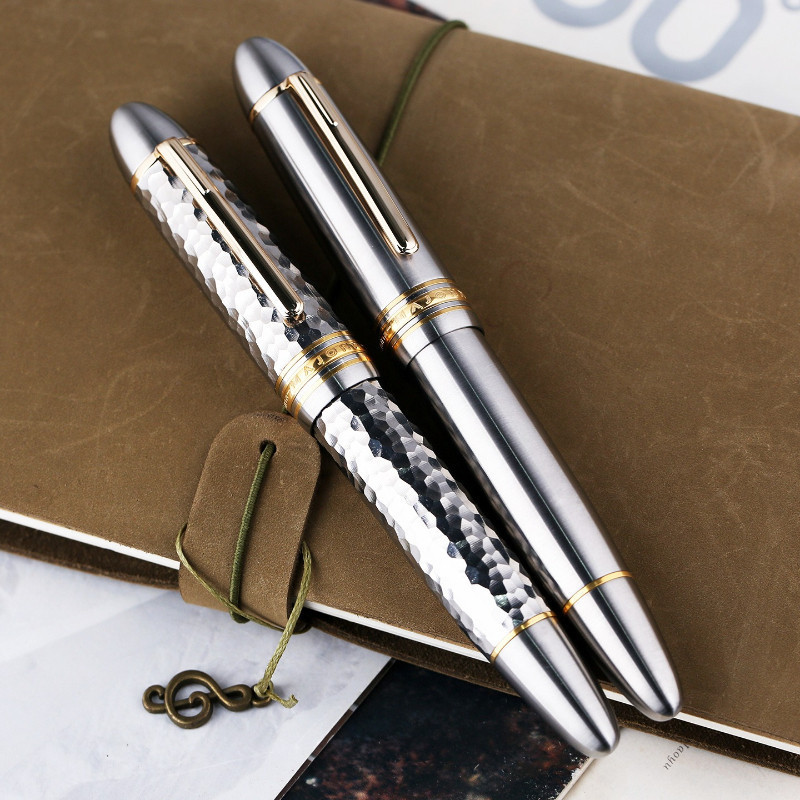 MAJOHN P141 Titanium Alloy Large Piston Fountain Pen Men's Hammer Pattern Pen