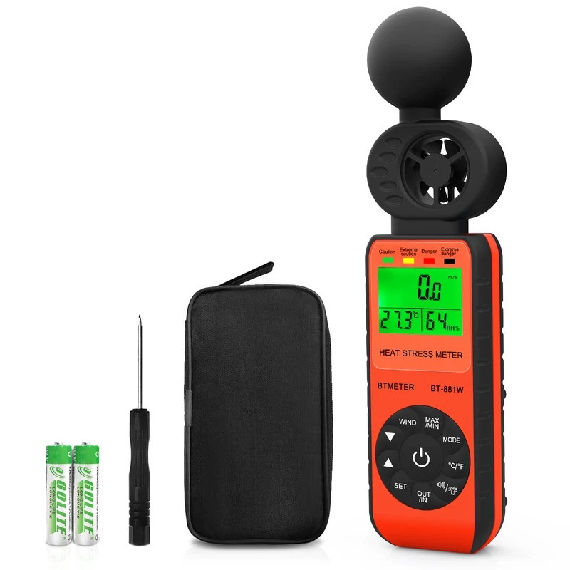4-in-1 WBGT DIgital เครื่องวัดความเร็วลมความร้อน Index Meter 0-30m/s พร้อมอุณหภูมิความชื้นสําหรับปลอ